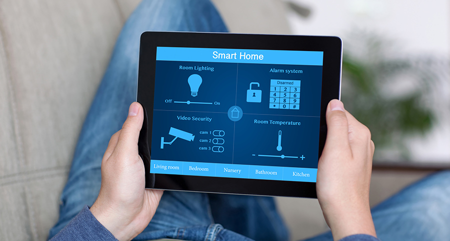 The ability to access and control security components from a mobile device is one of the top smart home trends in Kansas City. Close-up of smart home security app.